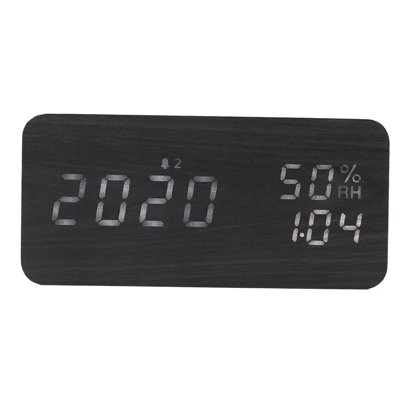 

Promotion! Led Alarm Clock Temperature and Humidity Electronic Desktop Digital Desk Clock Mute Snooze Led Wood Clock