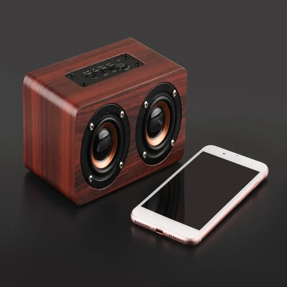 Беспроводная Bluetooth Колонка W5 деревянная портативная Hi Fi колонка с ударными