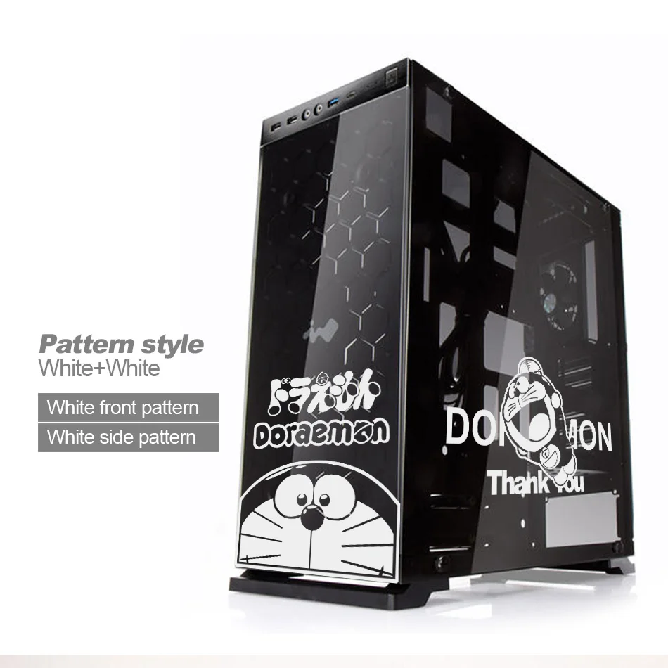 

Doraemon Cartoon PC Case Stickers Anime Computer Host Cute Decorate Decal Removable Waterproof ATX Middle Tower Hollow Out
