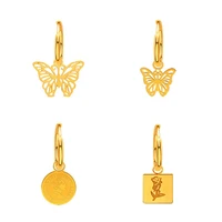 davini light luxury butterfly rose queen head charms drop earrings fashion titanium steel 18k gold plated stud earrings