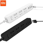 100% Xiaomi Power Strip 3 розетки, розетка Mi power Socket с 3 USB портами, домашняя полоса для домашней электроники