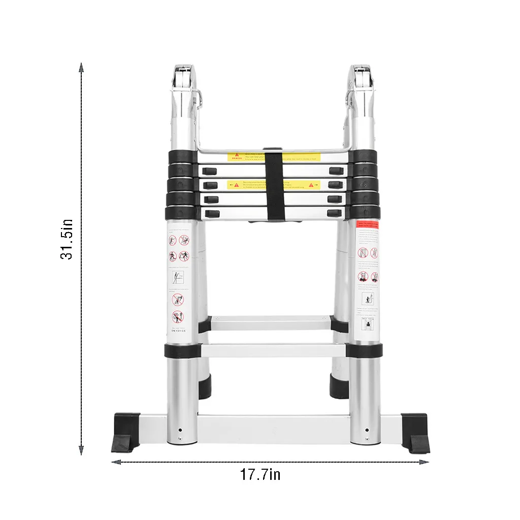 

US StockHerringbone Ladder Aluminum Alloy Multifunctional Telescopic Folding Ladder Household Ladder Straight Ladder