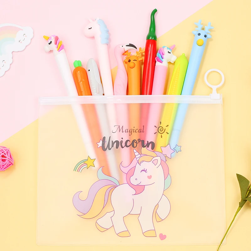 10Pcs Mixed Kawai Stitch Alpaca Unicorn Pokemon Gel Pen Cute Cat Spirited Away Pink Panther Flamingo Anime Hero Bts School Thing |