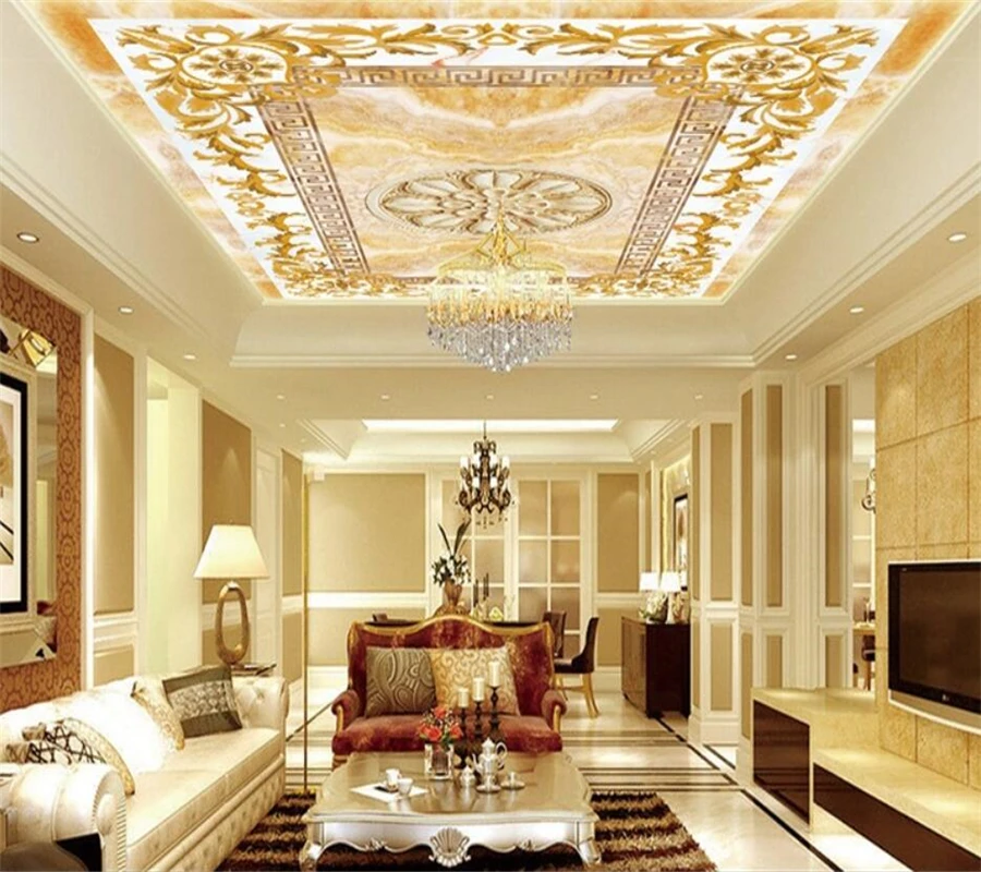 Пользовательские обои 3D фото фрески Европейский узор нефритовый потолок Фреска