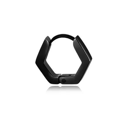 1pc black hexagon Semitree 316L Медицинская нержавеющая сталь анти-аллергические креативные серьги-кольца мужские треугольные квадратные серьги Модные женские ювелирные изделия - Окраска металла: 1pc black hexagon