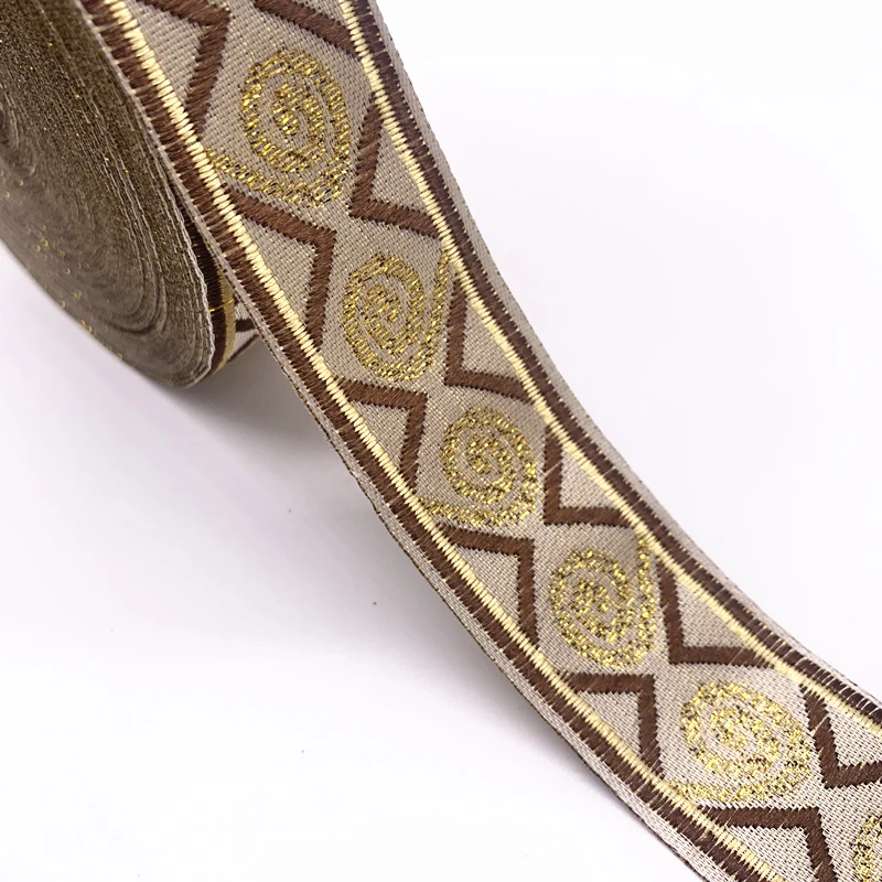 2 ярда 32 мм винтажная Этническая кружевная лента с вышивкой Бохо отделка DIY бант