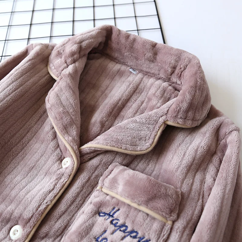 Новый Зимний утолщенный фланелевый Пижамный костюм для пар мужчин и женщин