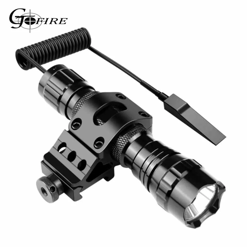 

Tactical Flashlight 1200 Lumen Matte Black LED Weapon Light with Picatinny Mount, Rechargeable Batteries and Pressure Switch