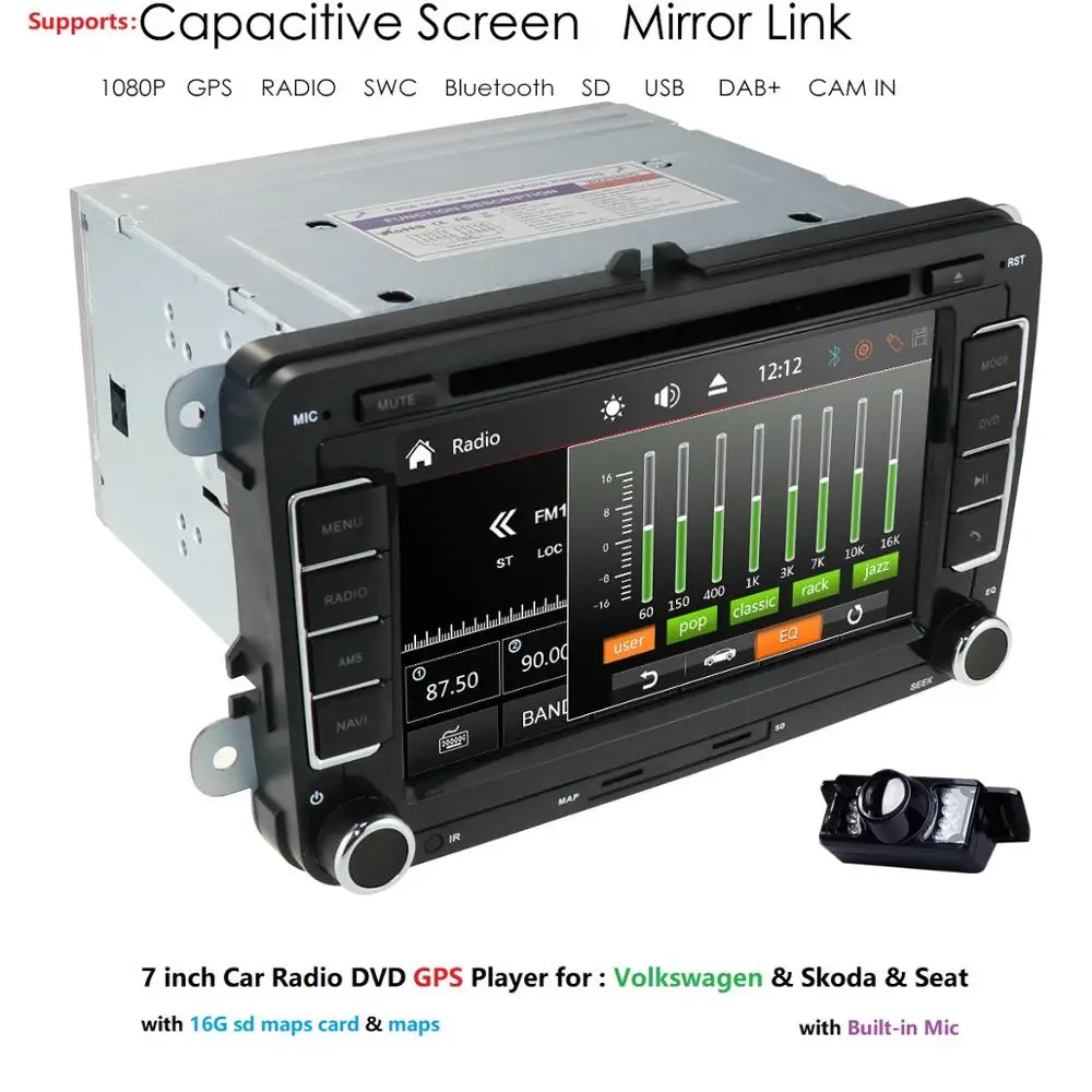 Ossuret 2 din " автомобильный DVD Радио мультимедийный плеер для VW/Skoda/Octavia/Fabia/Rapid/Yeti/Seat/Leon gps навигация автомобильный аудио стерео