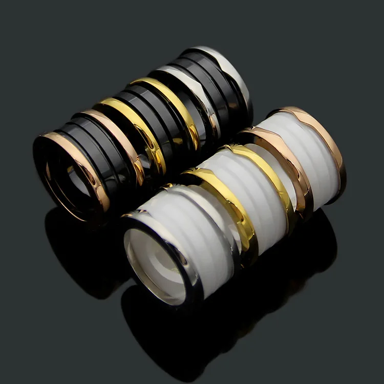 

Wholesale Titanium Steel Ring Black White Ceramics Fine Jewelry High Quality Finger Accessories Fashion Ornament For Lover