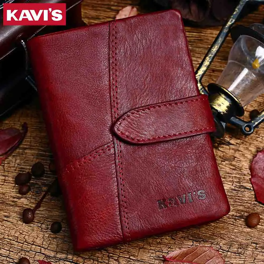 KAVIS 2021 Genuine Leather Women's Wallet Lady Small Coin Purse New Magic Female Portomonee Rfid Walet Perse Money Pocket Girls | Багаж и