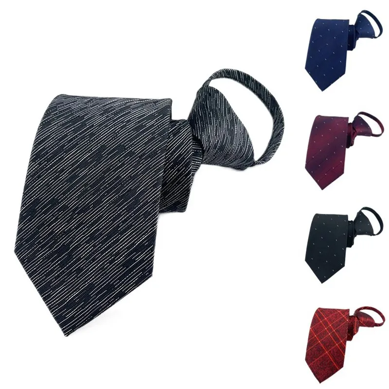 

Mens Skinny Zipper Ties Red Blue Slim Narrow Bridegroom Party Dress Necktie Pre-tied Neck Tie