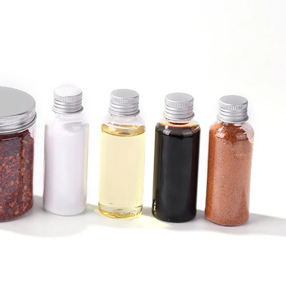 

9pcs 50ml Clear Empty Bottles with Lid Barbecue Sauces Packing Cans Spice Bottles Jars DIY Crafts Vials Camp Cooking Supplies