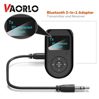 vaorlo bluetooth 5 0 audio receiver transmitter with lcd display mic handfrees calling 3 5mm aux stereo wireless adapter for tv