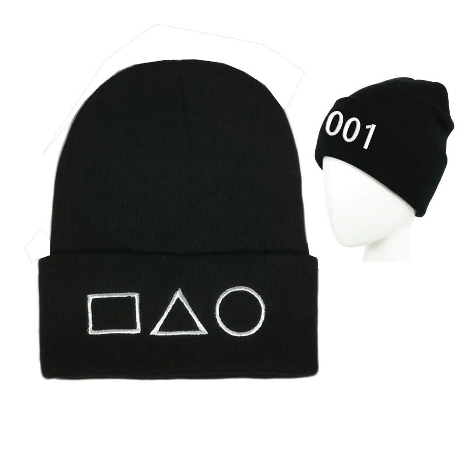 

Squid Game Logo Embroidery Knit Hats Cosplay Anime Hip Hop Streetwear Dance Ski Caps Men Women Autumn Winter Hats