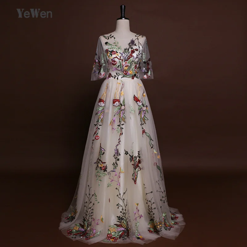 Женское вечернее платье с вышивкой Элегантное Длинное Привлекательное цвета