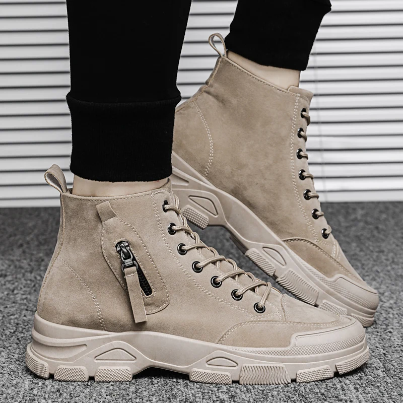 spesifikasi Pria Fashion Sepatu Kasual Sepatu Bot Tinggi Top Sneakers Nyaman Rekreasi Sepatu Bernapas Street Olahraga Sepatu Sepatu