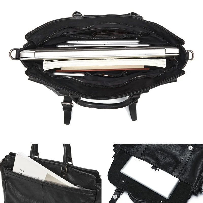 PNDME fashion casual genuine leather men's briefcase luxury designer natural real cowhide handbag black laptop messenger bag