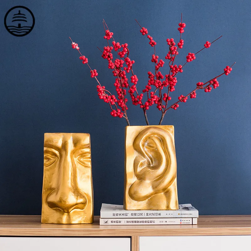 

BAO GUANG TA Nordic Creative Art Ceramic Face Mouth Eyes Vase Dried Flower Arranging Living Room Coffee Table Home Decor R6914