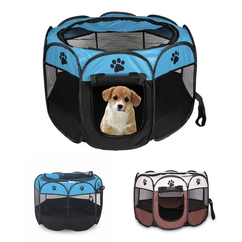 

Portable Folding Pet tent Dog House Cage Dog Cat Tent Playpen Puppy Kennel Easy Operation Octagon Fence