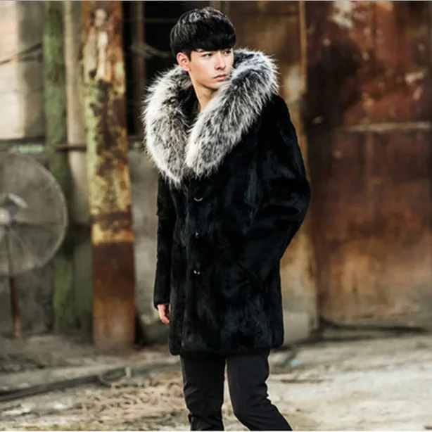 Черные мужские куртки из искусственного меха 2020 зимняя повседневная Шуба с