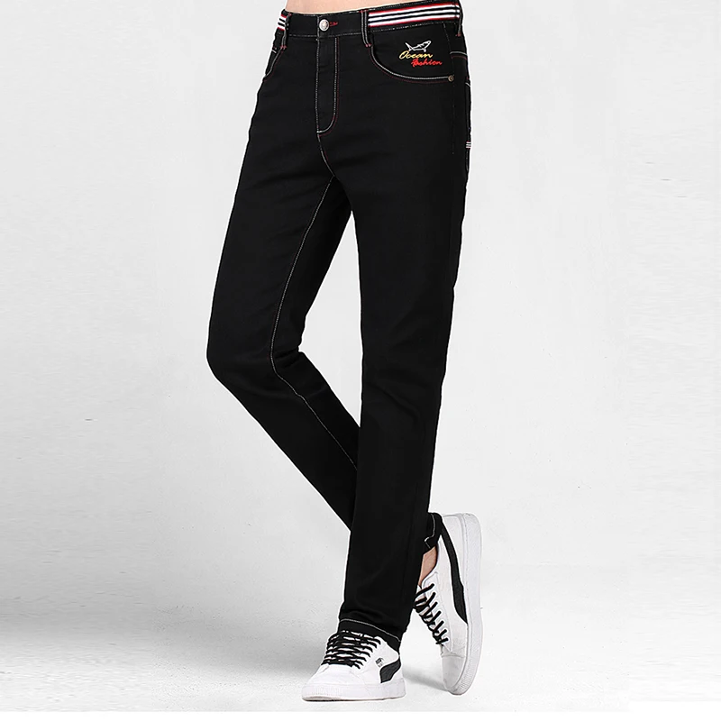 Джинсы мужские с эффектом потертости Брюса и акулы модные повседневные