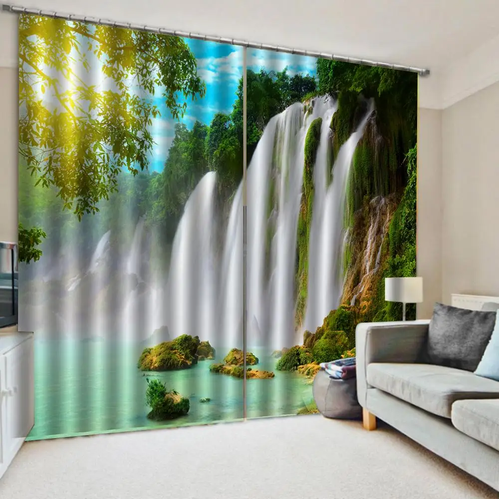 Занавески с большим водопадом ветрозащитные плотные затемняющие 3d шторы для