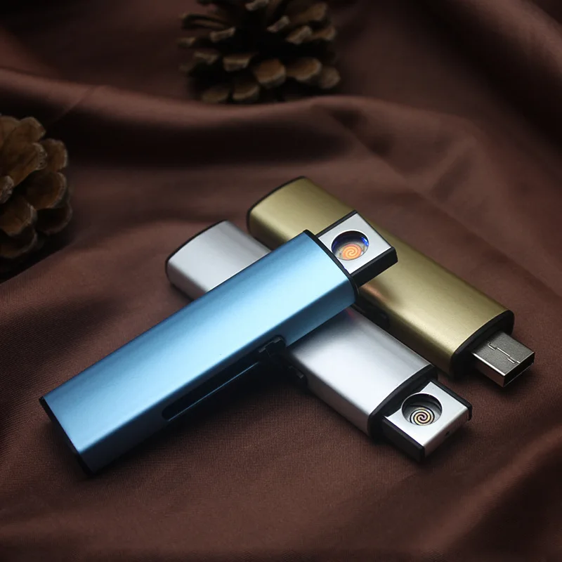 Creative Rechargeable USB Windproof Flameless Electric Electronic Charging Cigarette Lighter Smokeless Super Lighters Men's Gift
