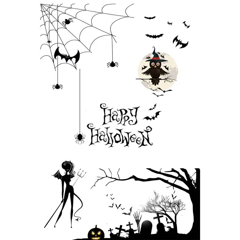 AZSG Halloween Devil Owl Spider Web Clear Stamps For DIY Scrapbooking/Card Making/Album Decorative Silicone Stamp Crafts | Дом и сад