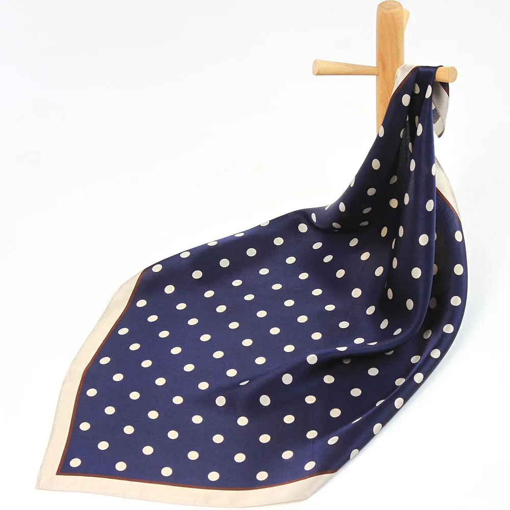 

High Quality Women Pure Silk Dot Print Scarf Female Handkerchief Bandana Hair Scarf Women's Natural Silk Square Head Neck Scarf
