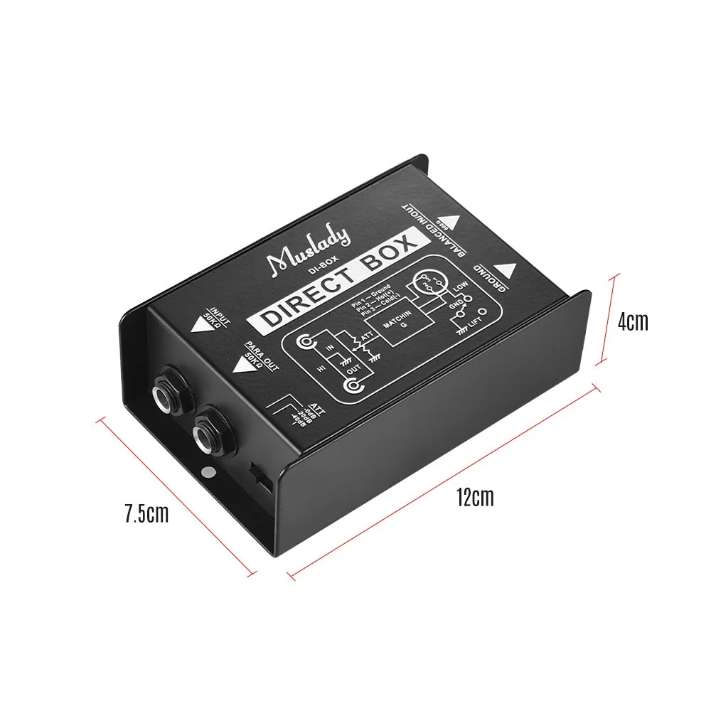 Одноканальный пассивный DI Box прямой впрыск аудио коробка сбалансированный и