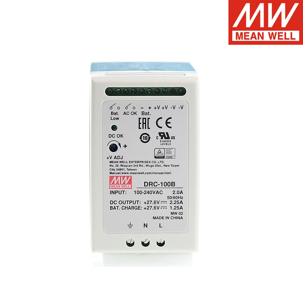 Original MEAN WELL DRC-100B 27.6V 2.25A 100W UPS DIN Rail Security Industry OR Battery Systerms Switching Power Supply