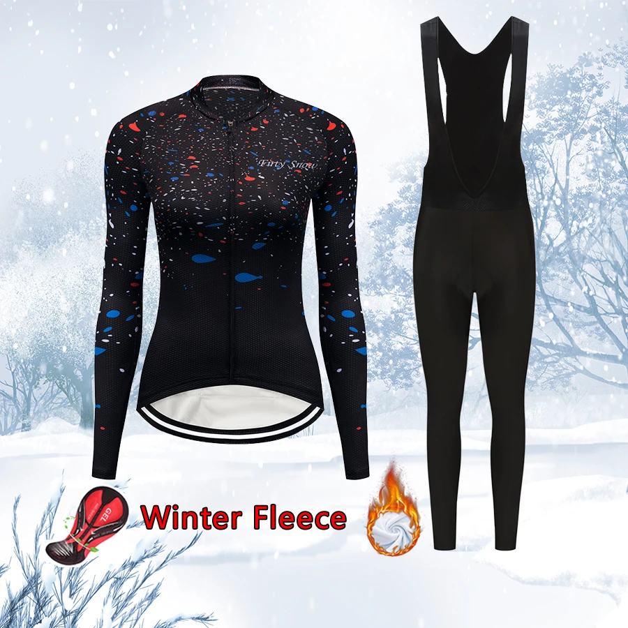 

Free Shipping Women Winter Thermal Fleece Cycling Jersey Set Kit 2022 Bicycle Clothes MTB Suit Female Dress Road Bike Clothing
