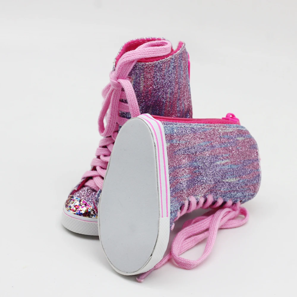 43 см обувь для кукол новорожденных нежные блестящие фиолетово-синие высокие