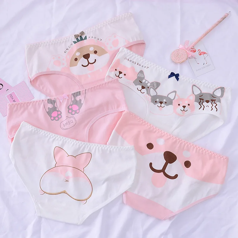 

3PCS/Lot Children Cotton Underwear Young Cartoon Pink Dog Girls Briefs Solid Low Waist Short Briefs Soft Ladies Panties