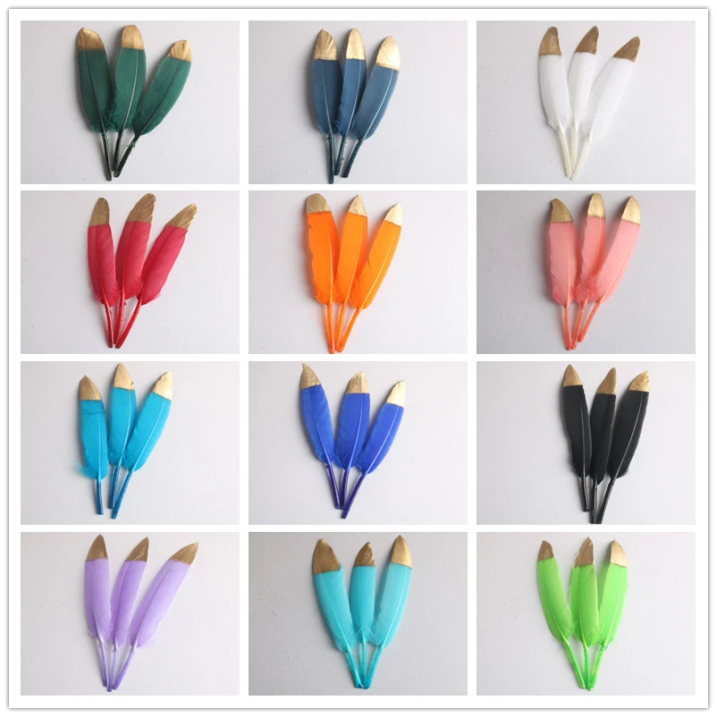 Оптовая продажа золотистого гусиного пера ручной работы 10 15 см/4 6 дюймов