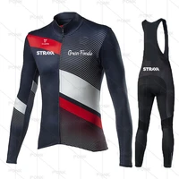 2021 strava long sleeve cycling clothing set black bib pants mtb ropa ciclismo bicycle clothing autumn bike jersey mens clothes