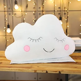 White cloud Плюшевые небесные подушки спальные улыбка облако звезда Капля воды подушка в виде Луны детская кроватка Декор природа подушка белый розовый серый - Цвет: White cloud