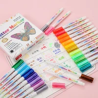 24pcs painting set glitter highlighter markers pen pastel drawing writing pen for student school office supplies cute stationery