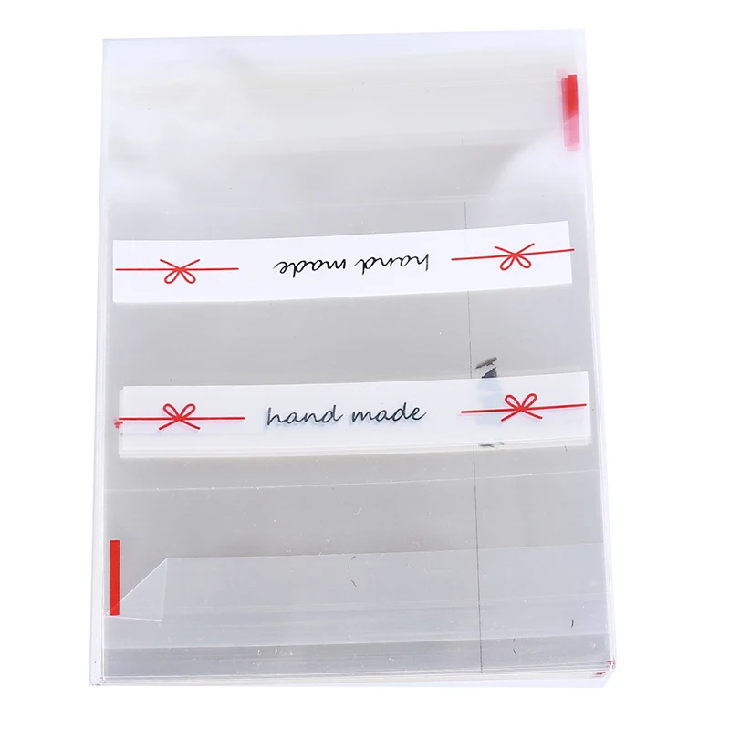 

New 100 Pcs/Pack Pattern Hand Made Mini Lace Bow Clear Gift Packaging Self-Adhesive Bags Candy Bag Biscuit Cookies Bags