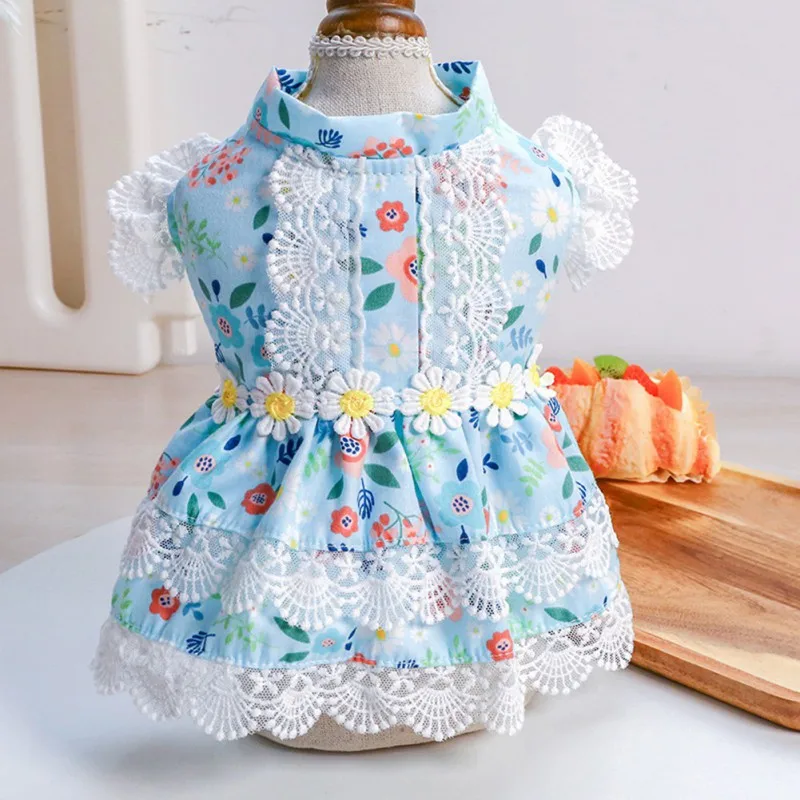 Летнее платье для маленькой принцессы с цветами собак кошек щенков одежда | Дом и