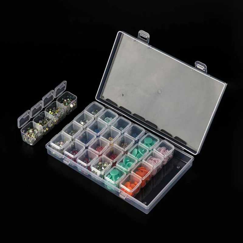 

28 grids colorful diamond painting storage box water drill tool bead storage box