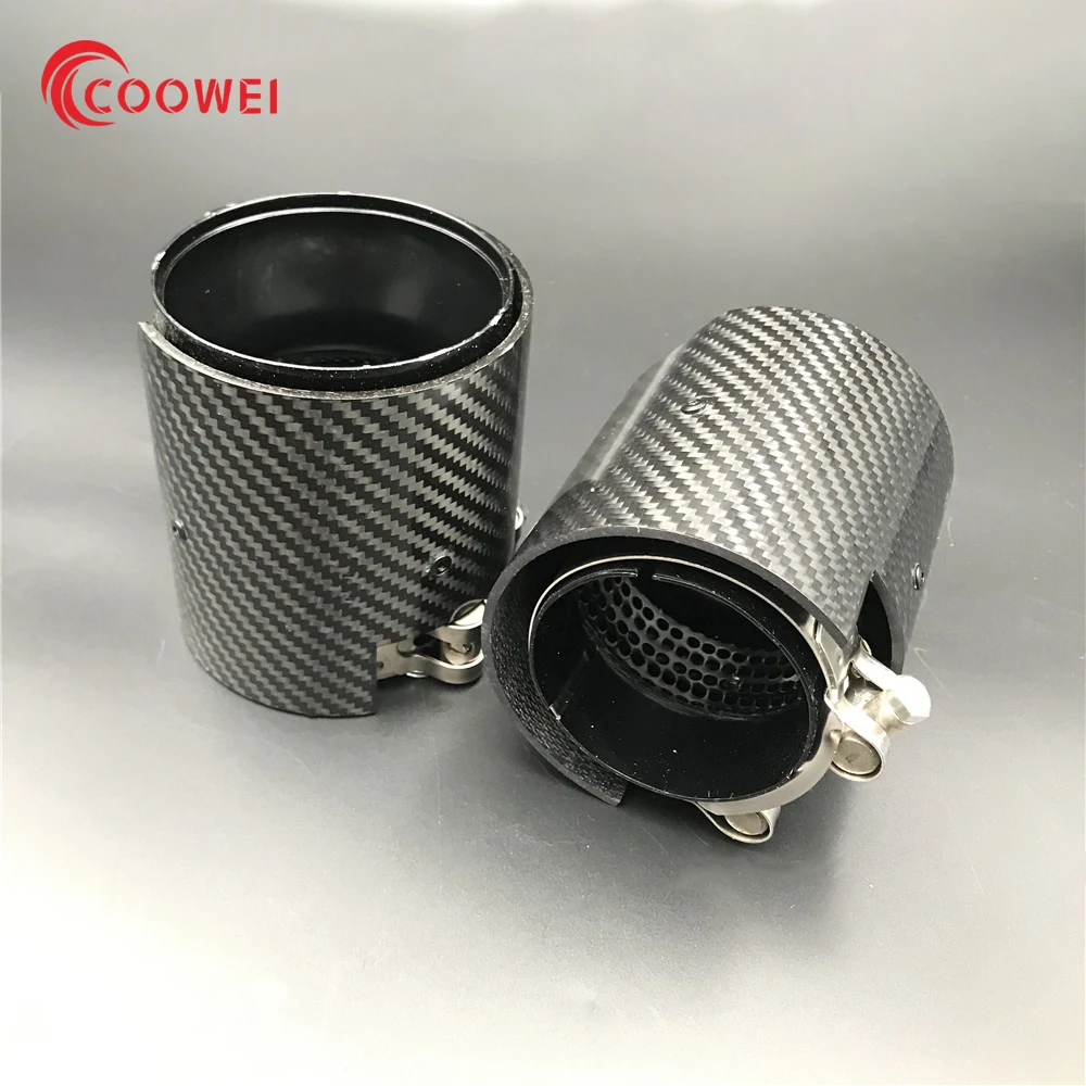Наконечник черного глушителя из натурального углеродного волокна для BMW M P
