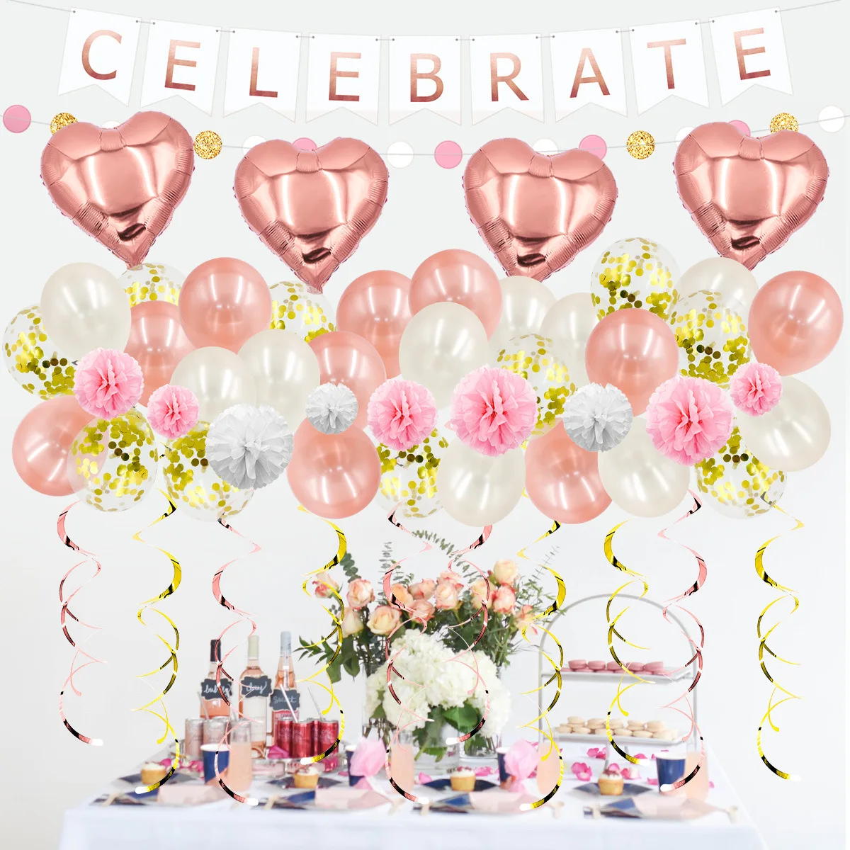 Accesorios de decoraci&oacute;n de globos para fiestas, conjunto de globos de n&uacute;meros para cumplea&ntilde;os, arco de ni&ntilde;a, decoraci&oacute;n de Baby Shower, conjunto de globos de aluminio de helio grande-3