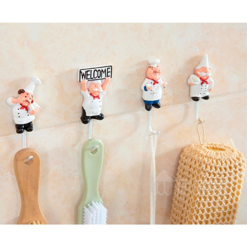 Кухня мультфильм образный крюк смолы мощная клейкая вешалка настенная стойка