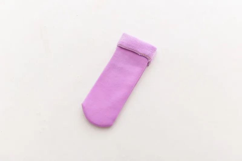 light purple Wamer/Зимние Детские утепленные шерстяные кашемировые зимние носки бесшовное бархатное сапоги детские носки-тапочки для От 3 до 12 лет - Цвет: light purple