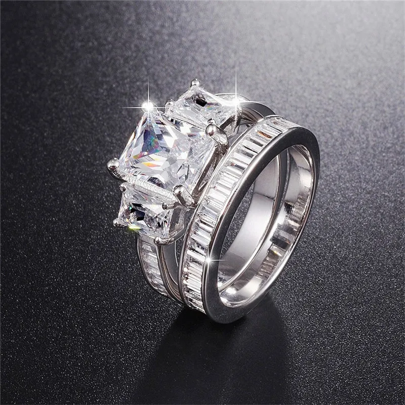 Женское кольцо из серебра 925 пробы с искусственным бриллиантом|diamond jewelry|emerald diamond