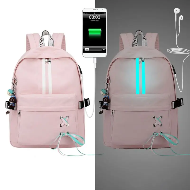 Модный противокражный женский рюкзак Y166, школьные ранцы с USB-зарядкой и отверстием для наушников, дорожные сумки для ноутбука для девочек