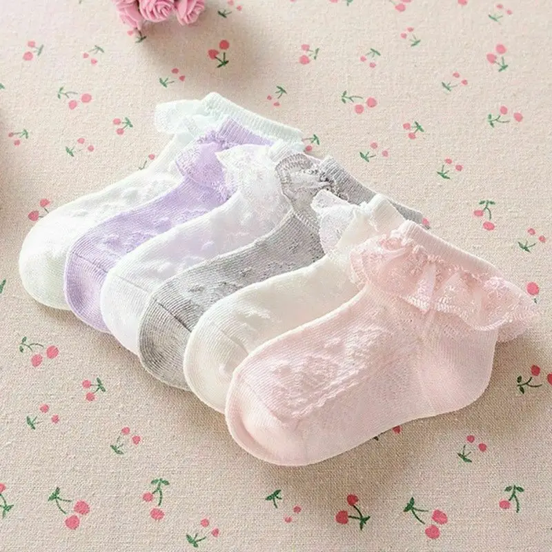 

Baby Girls Lace Ruffle Frilly Ankle Socks Sweet Princess Cotton Short Socks 2-5Y