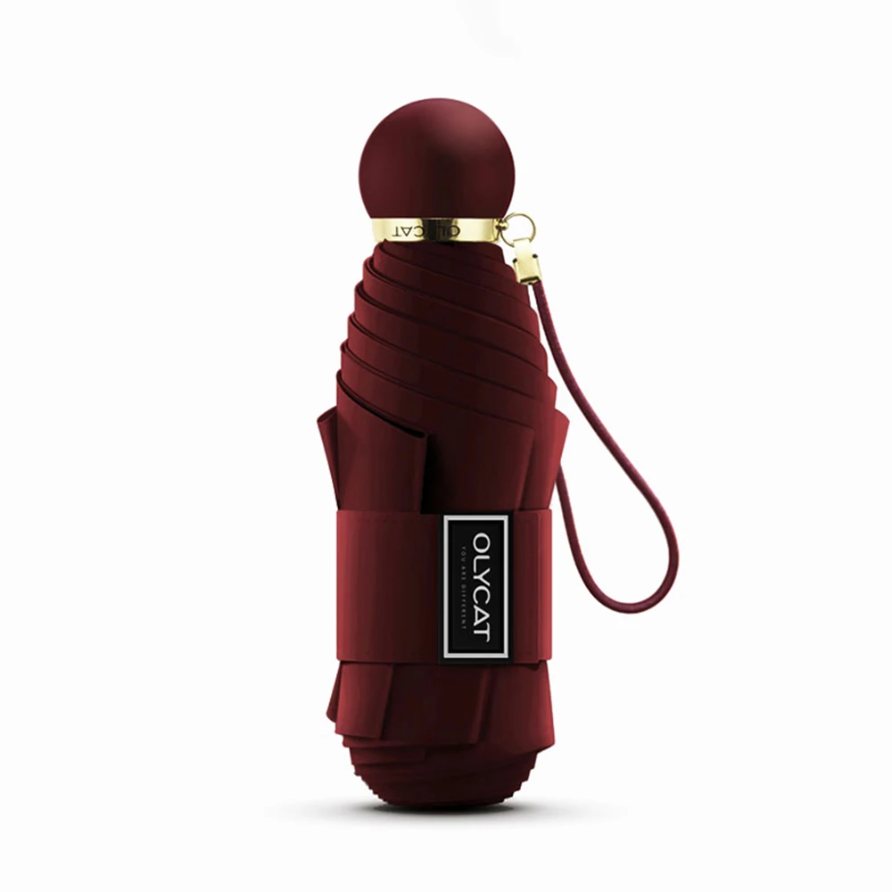 OC501-A-Wine red(8K) OLYCAT мини зонт от солнца пять складной черное покрытие портативный карманный для женщин Зонты бренд ветрозащитный летний Paraguas - Цвет: OC501-A-Wine red(8K)